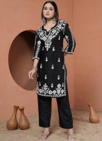 Rayon Black Casual Wear Chikankari Embroidery Readymade Cord Set